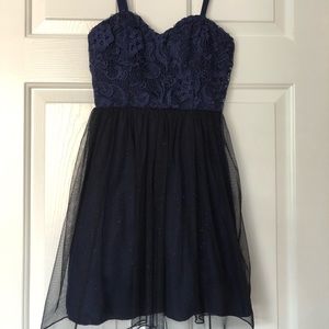 Speckles - Juniors Blue Semi Formal Mini Dress size: 1